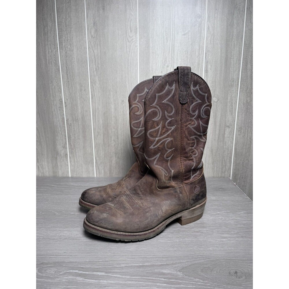 Double H DH1562 Men's 10.5 2E Wide Brown Leather Western Work Boots Oil Slip